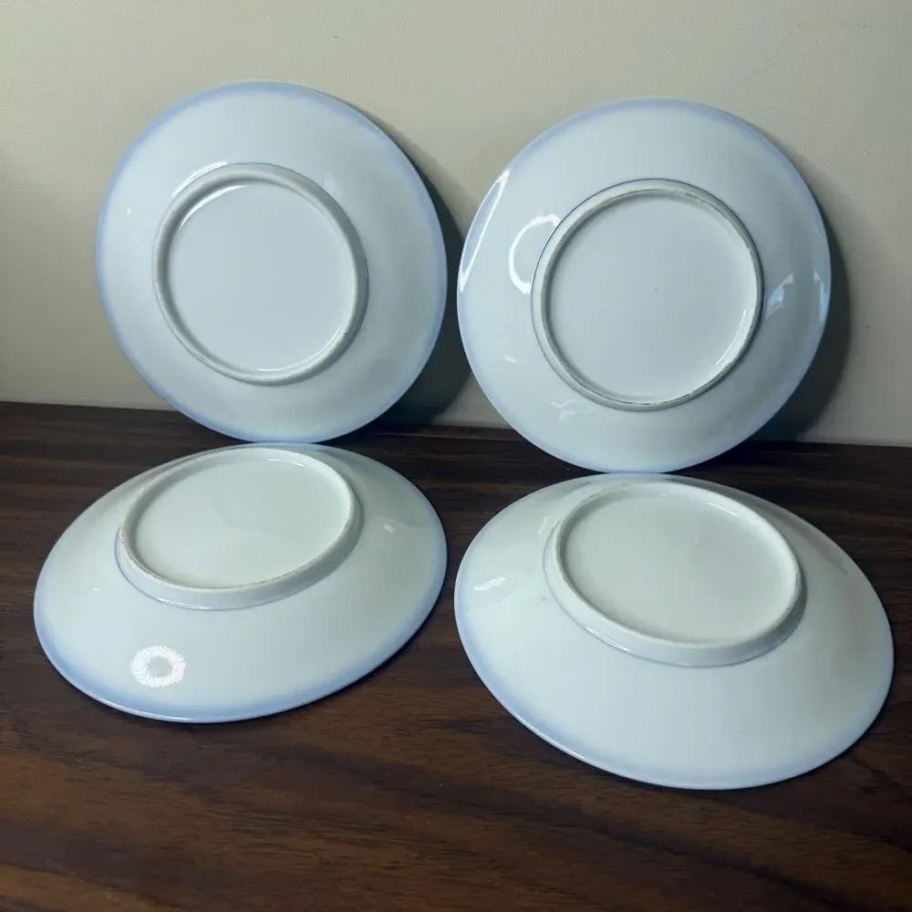 Vintage Otagiri Japan Plate Set Blue and White Porcelain Bamboo Trees